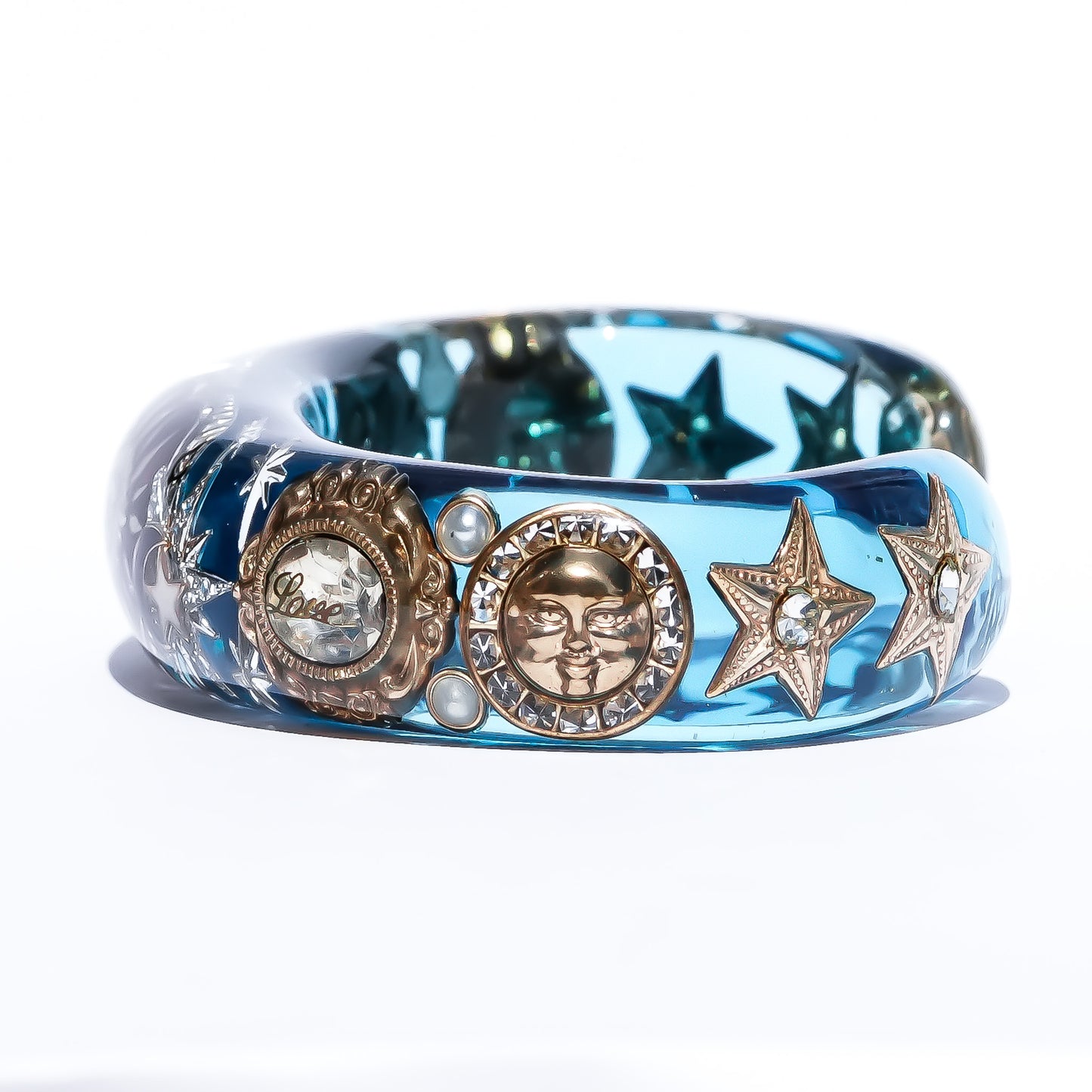 Mystic Eye & Dark Red Heart Bracelet - Clear Blue × Dark Red