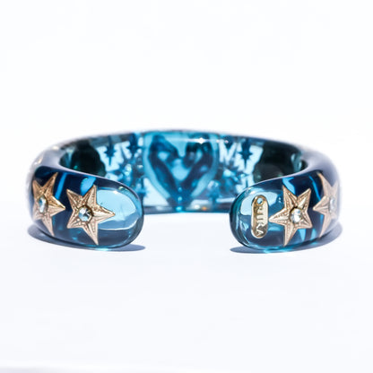 Mystic Eye & Dark Red Heart Bracelet - Clear Blue × Dark Red