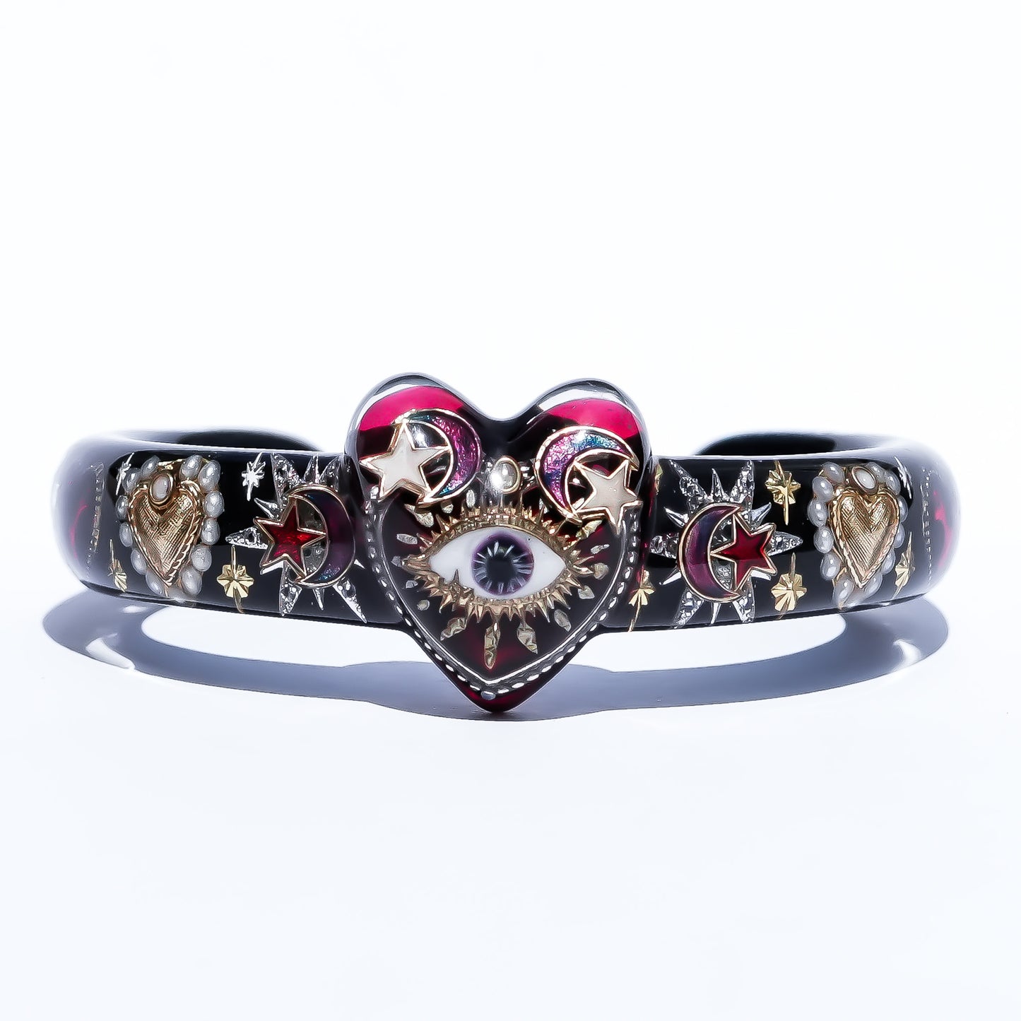 Mystic Heart Eye Bracelet - Black × Dark Rose Red