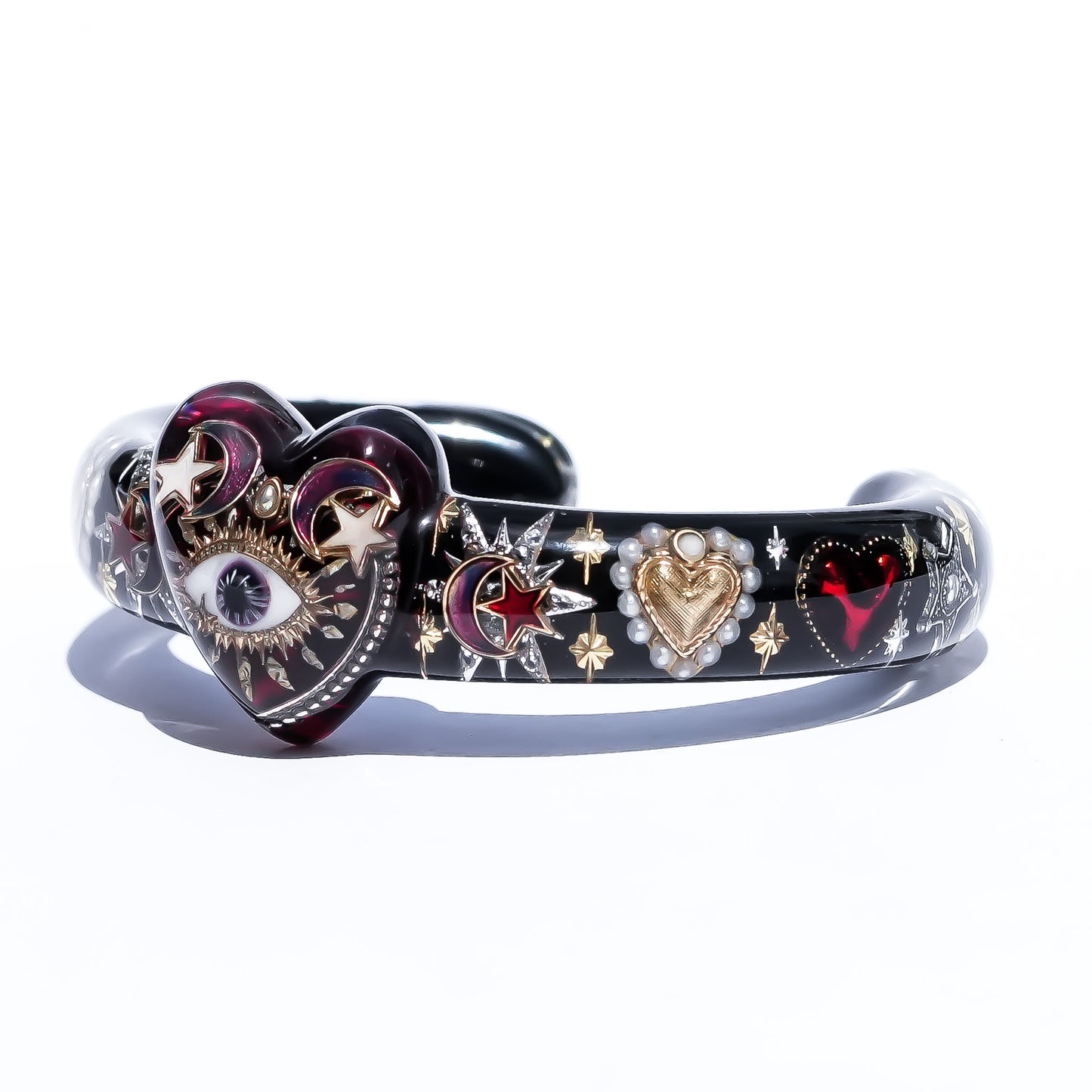 Mystic Heart Eye Bracelet - Black × Dark Rose Red