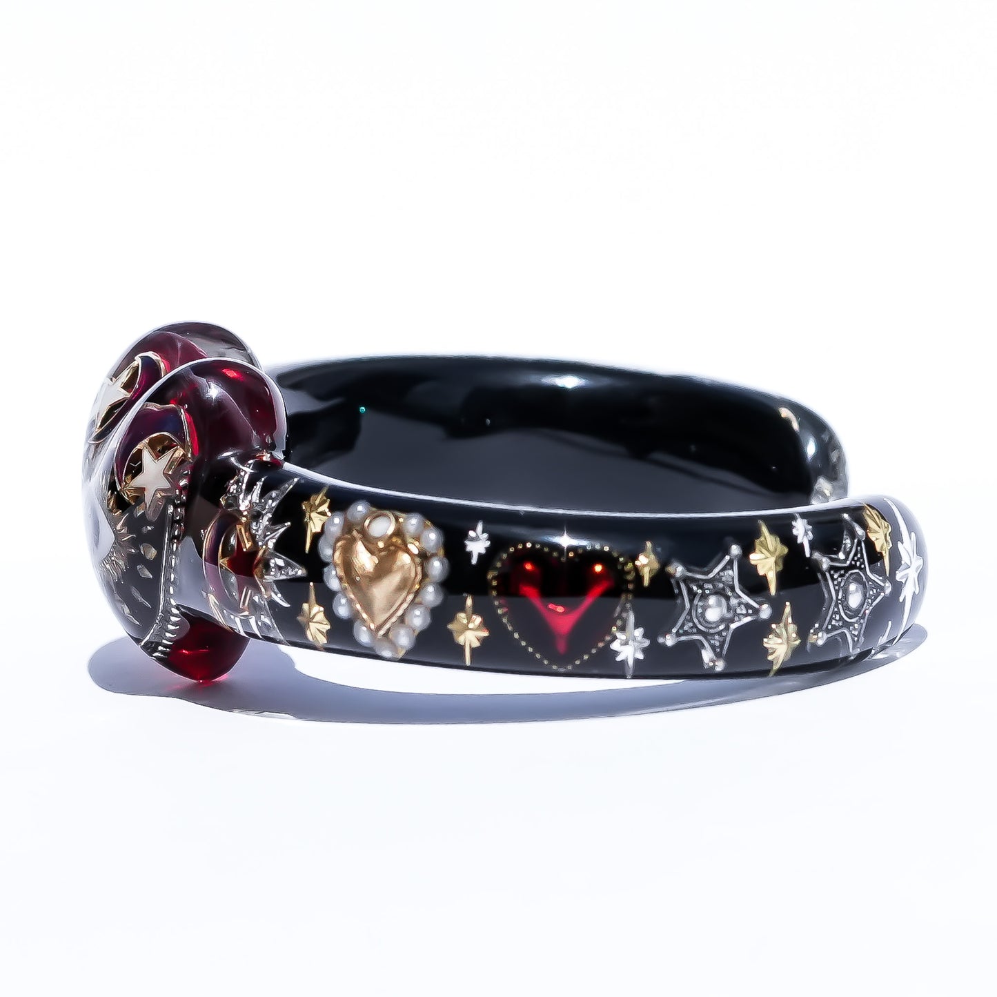 Mystic Heart Eye Bracelet - Black × Dark Rose Red