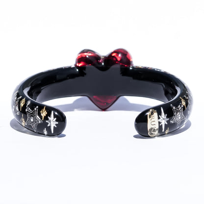Mystic Heart Eye Bracelet - Black × Dark Rose Red