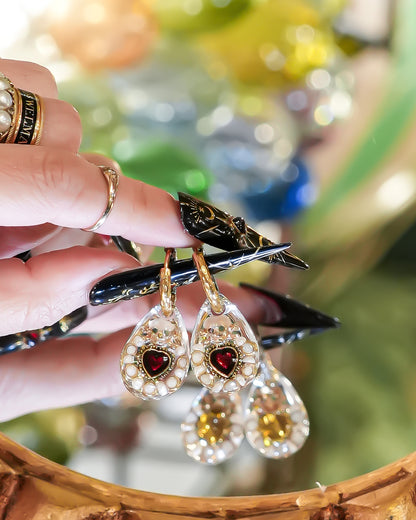 Memento Heart Drop Earrings - Clear