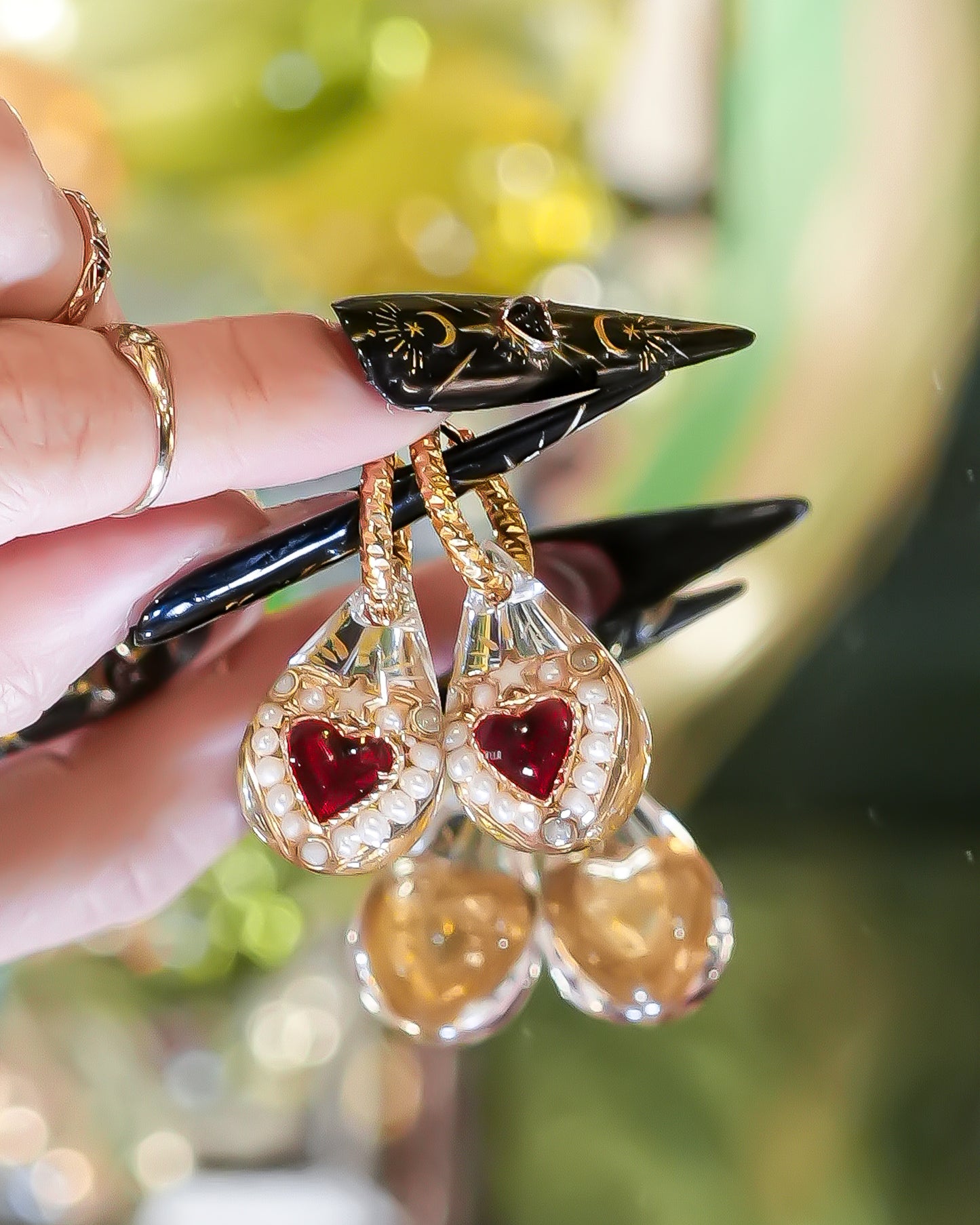 Starlight Heart Drop Earrings - Clear