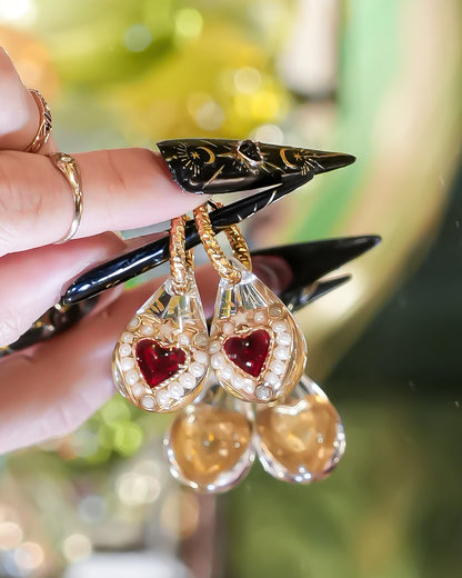 Starlight Heart Drop Earrings - Clear