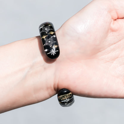 Mystic Heart Eye Bracelet - Black × Dark Rose Red