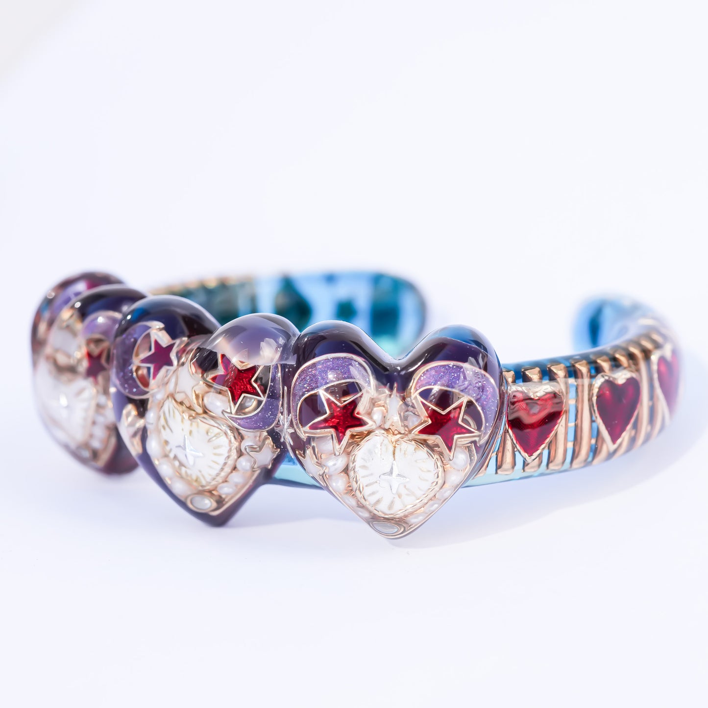 Tri-Heart Aurora Bracelet -Purple × Blue