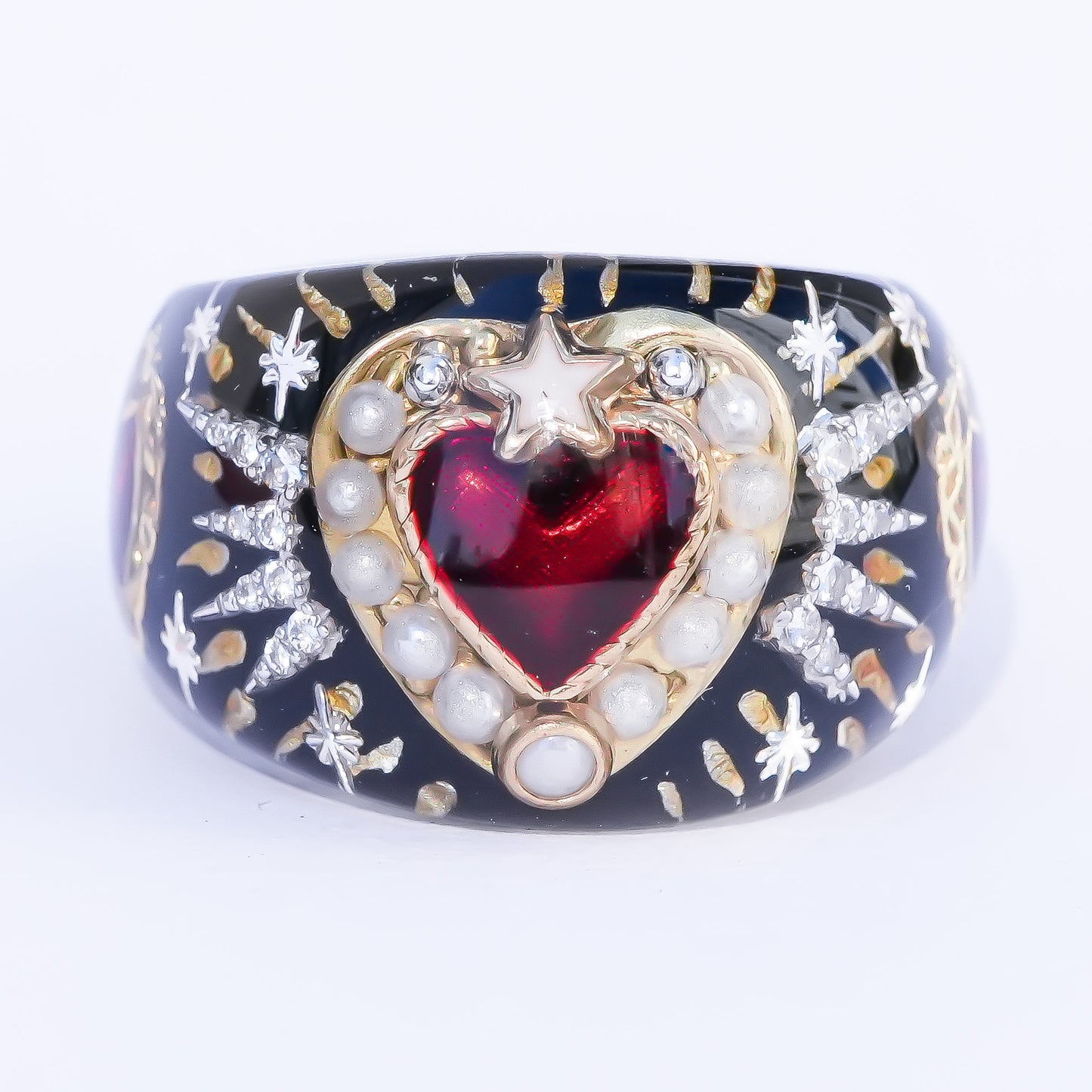Starlit Heart Ring - Black  / #13
