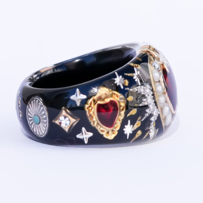 Starlit Heart Ring - Black  / #13