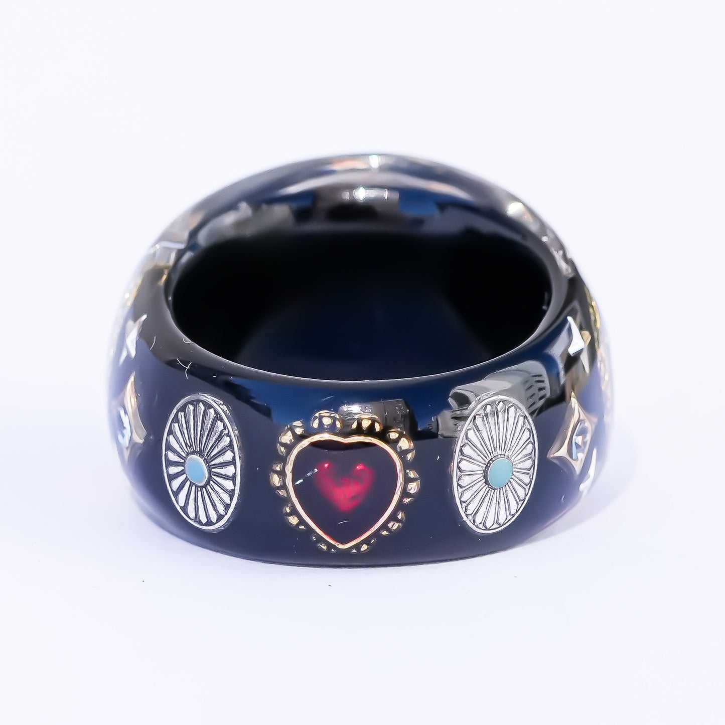Starlit Heart Ring - Black  / #13