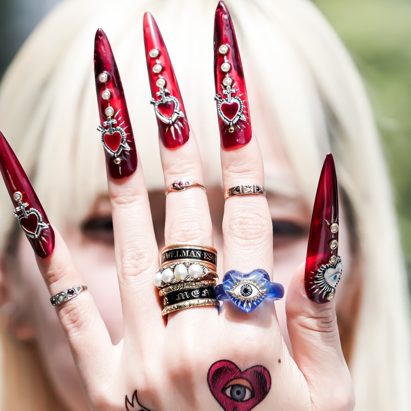Mystic Blue Eye Heart Ring - Clear Blue / #11