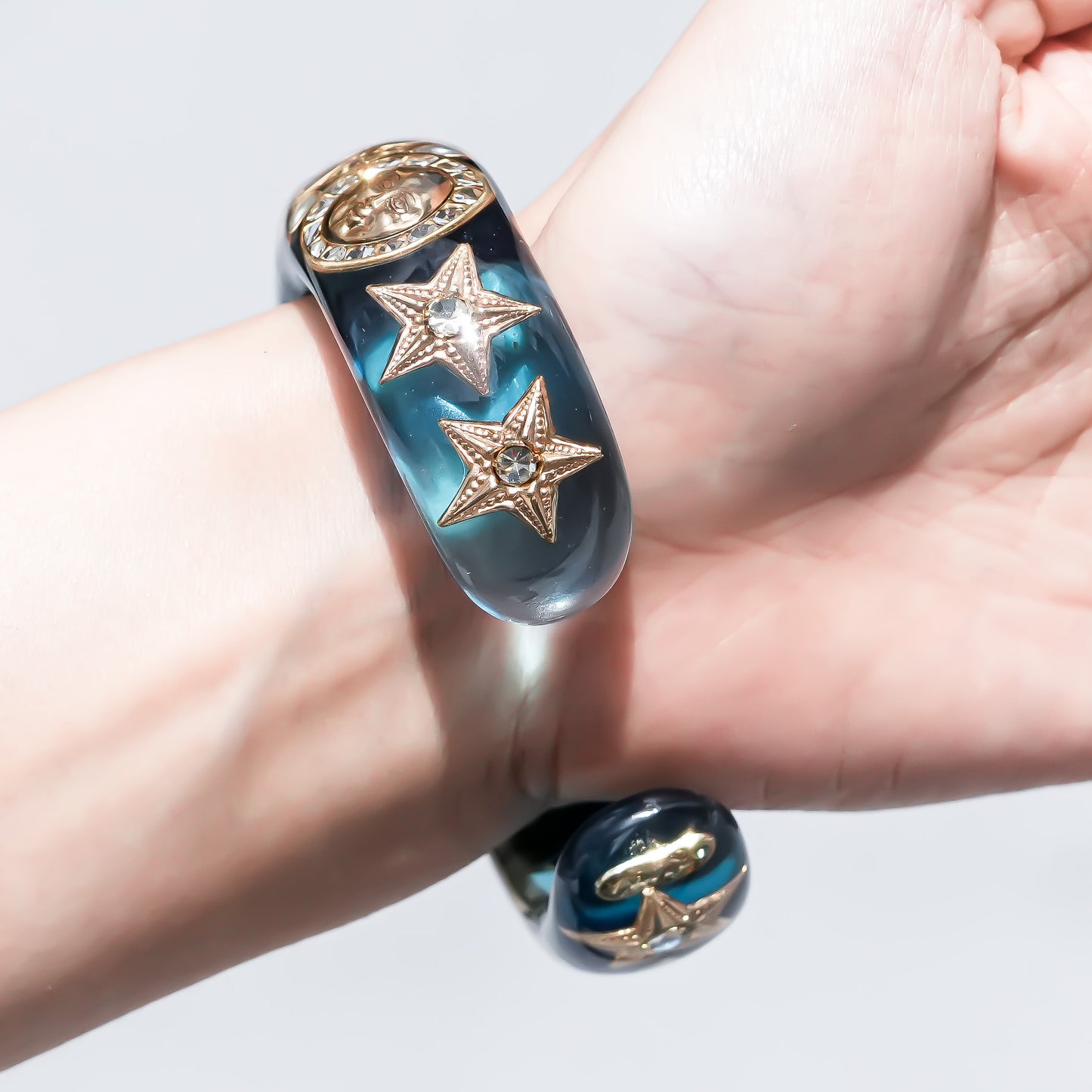 Mystic Eye & Dark Red Heart Bracelet - Clear Blue × Dark Red