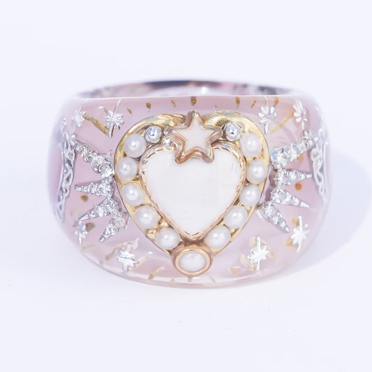 Starlit Heart Ring - Smoky Pink  / #13