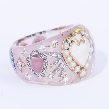 Starlit Heart Ring - Smoky Pink  / #13