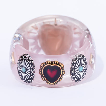 Starlit Heart Ring - Smoky Pink  / #13