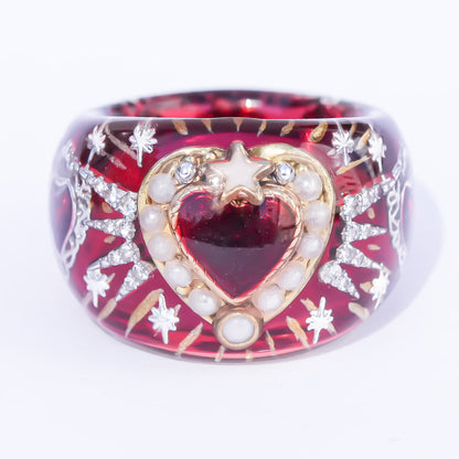 Starlit Heart Ring - Red  / #13