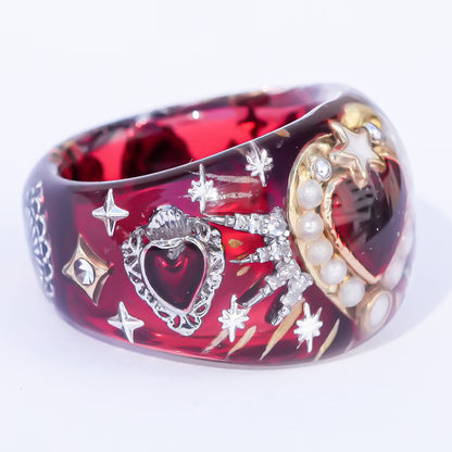 Starlit Heart Ring - Red  / #13