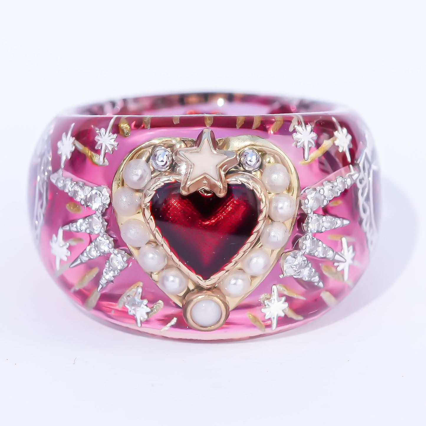 Starlit Heart Ring - Red 2 / #14