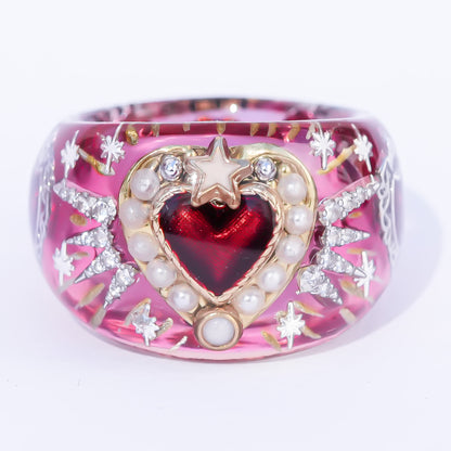 Starlit Heart Ring - Red 2 / #14