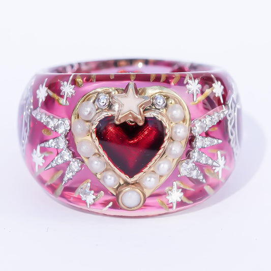Starlit Heart Ring - Red 2 / #14