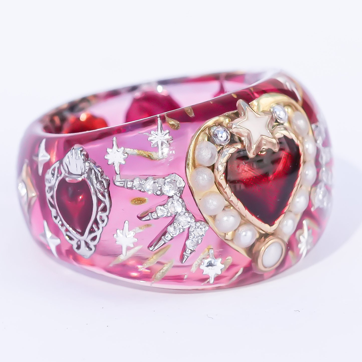Starlit Heart Ring - Red 2 / #14