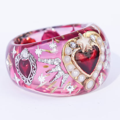 Starlit Heart Ring - Red 2 / #14