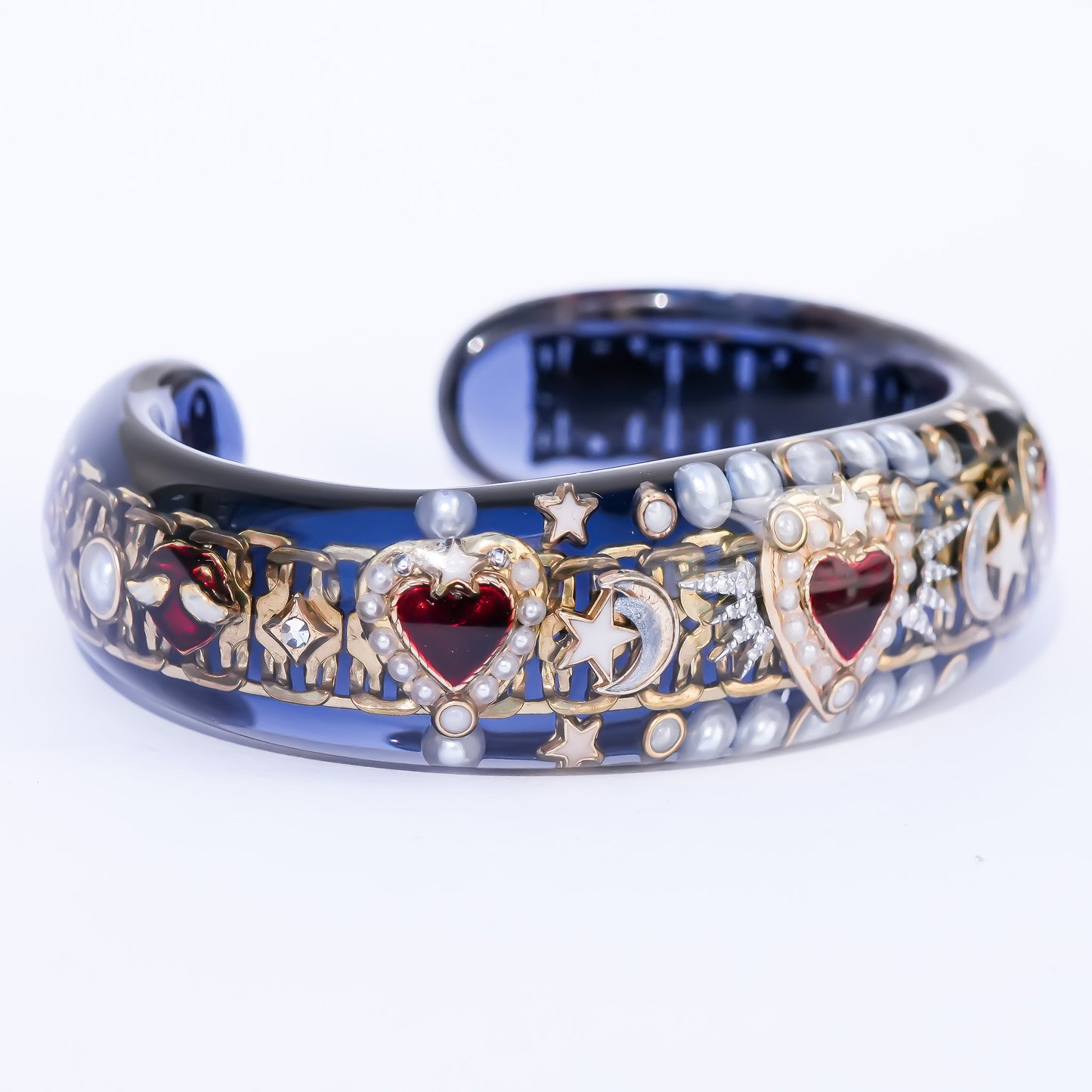 Midnight Heart Charm Bracelet - Dark Blue