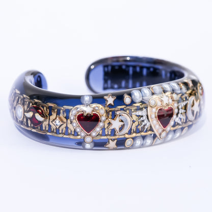 Midnight Heart Charm Bracelet - Dark Blue