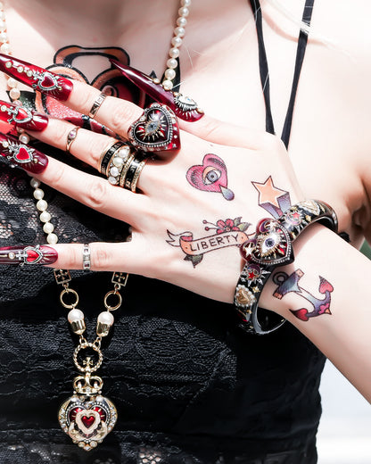 Deep Red Heart Eye Ring - Red × Black / #13