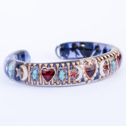 Turquoise Moonlight Heart Bracelet - Dark blue