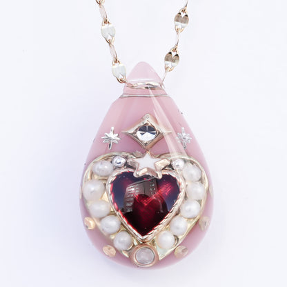 Crimson Drop Necklace - Smoky Pink