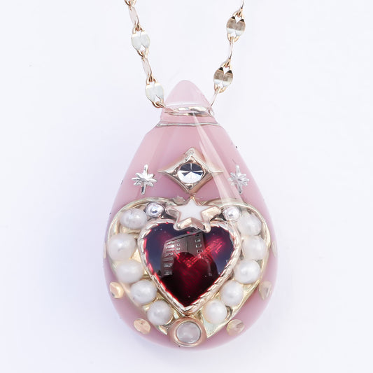 Crimson Drop Necklace - Smoky Pink