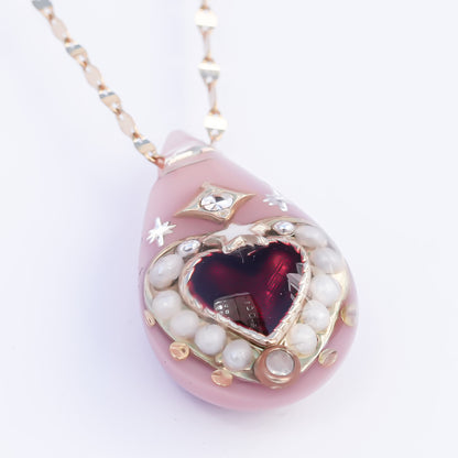 Crimson Drop Necklace - Smoky Pink