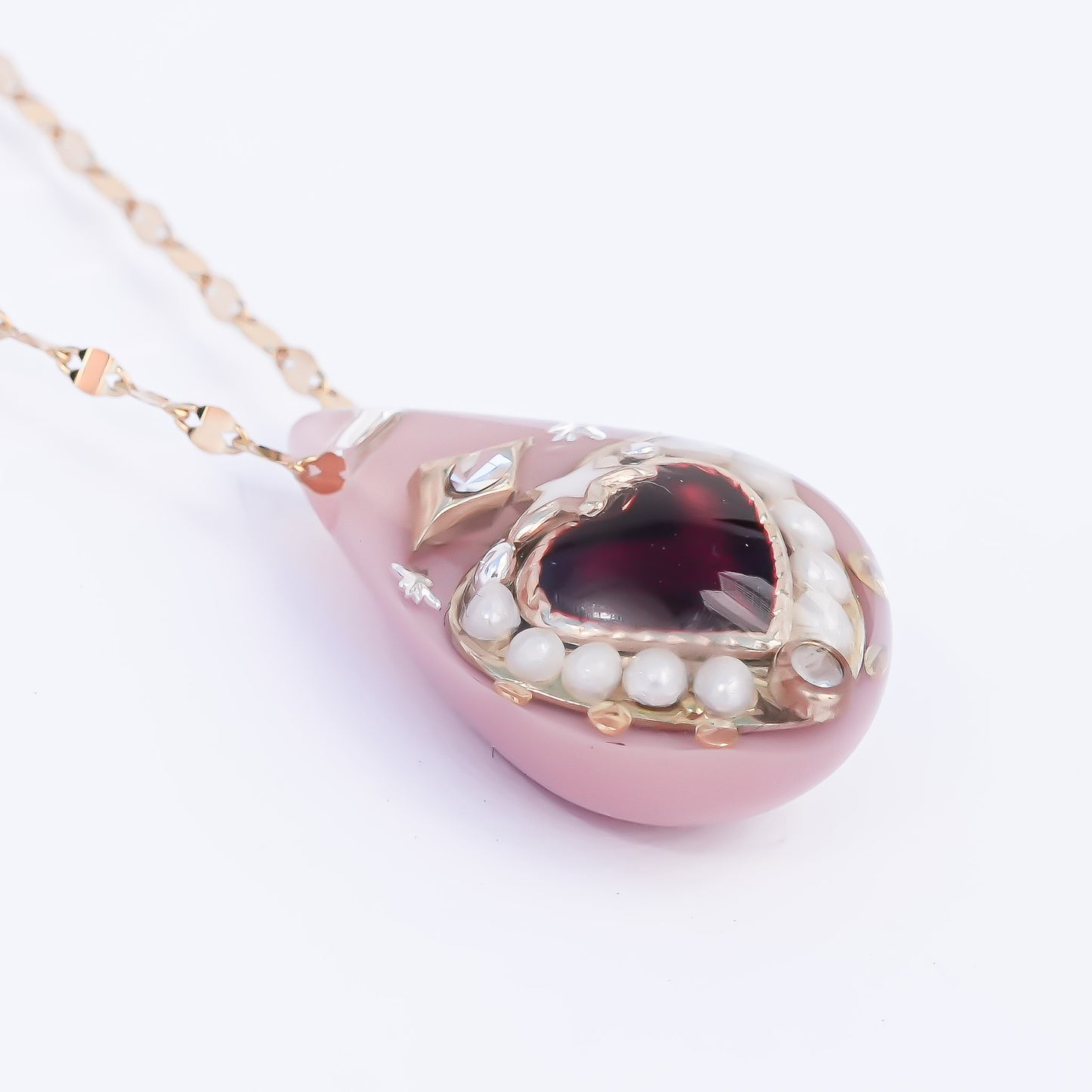 Crimson Drop Necklace - Smoky Pink
