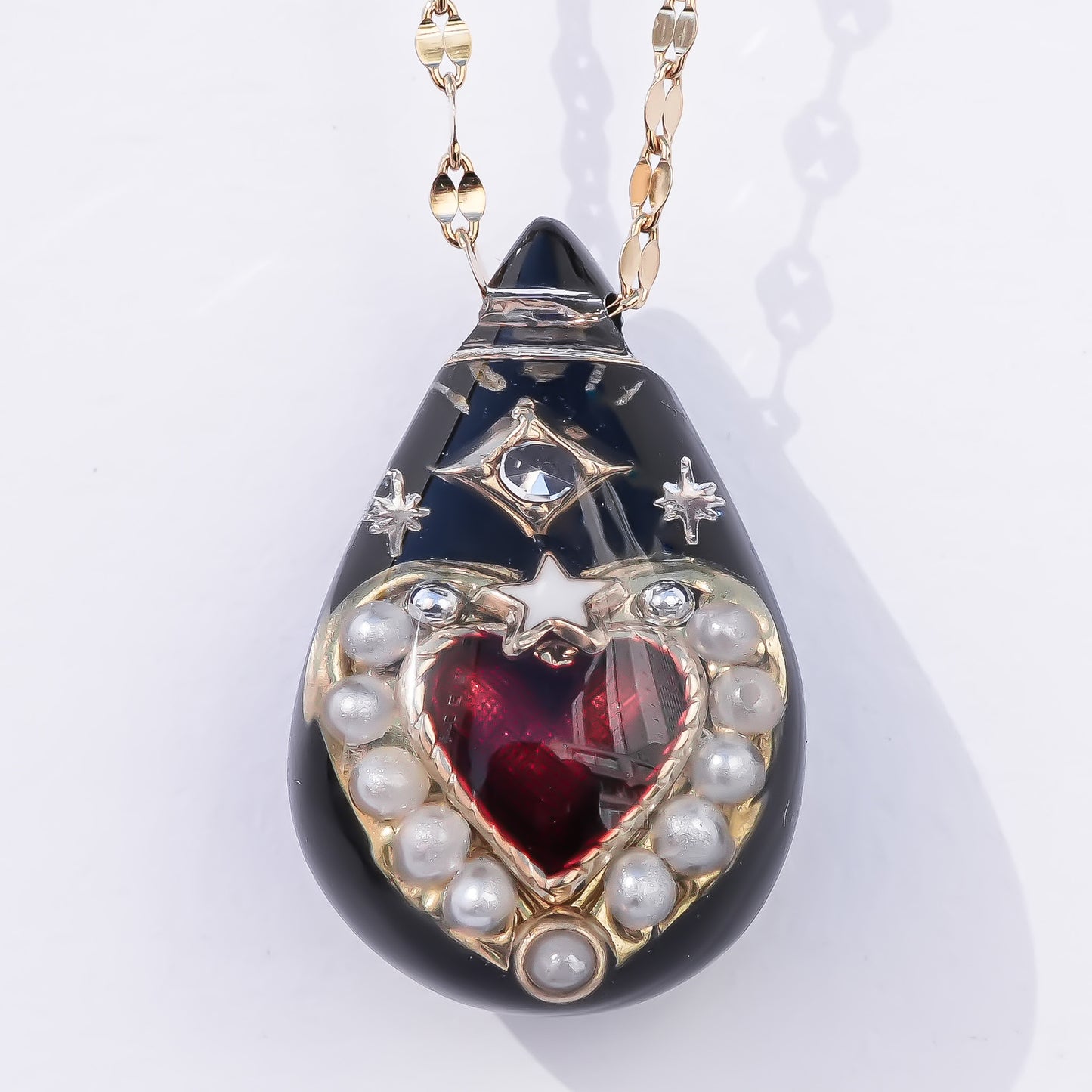 Crimson Drop Necklace - Black