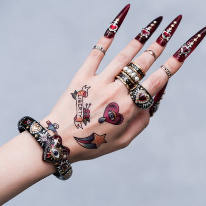 Sacred Heart Halo Ring - Black × Deep Red / #14 #16