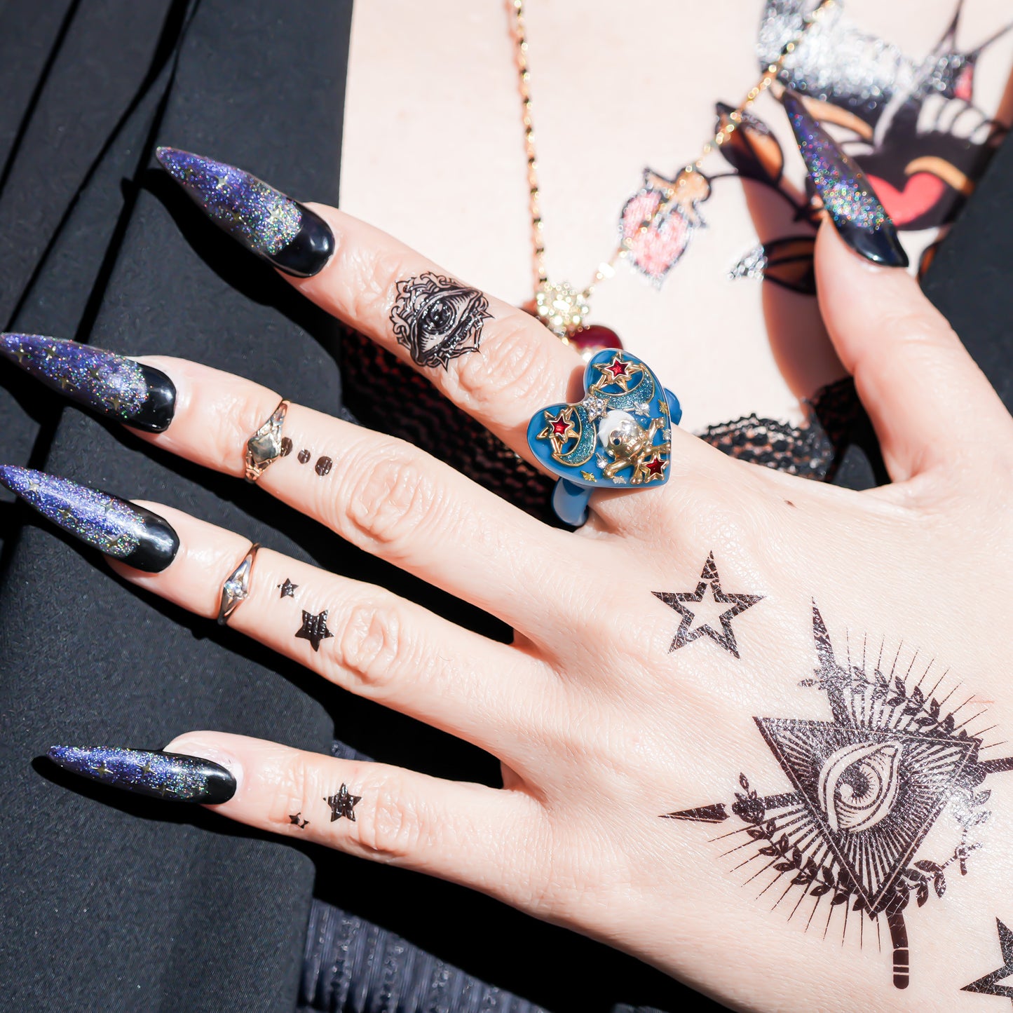 MEMENTO MORI RING / HEART / BLUE / #13