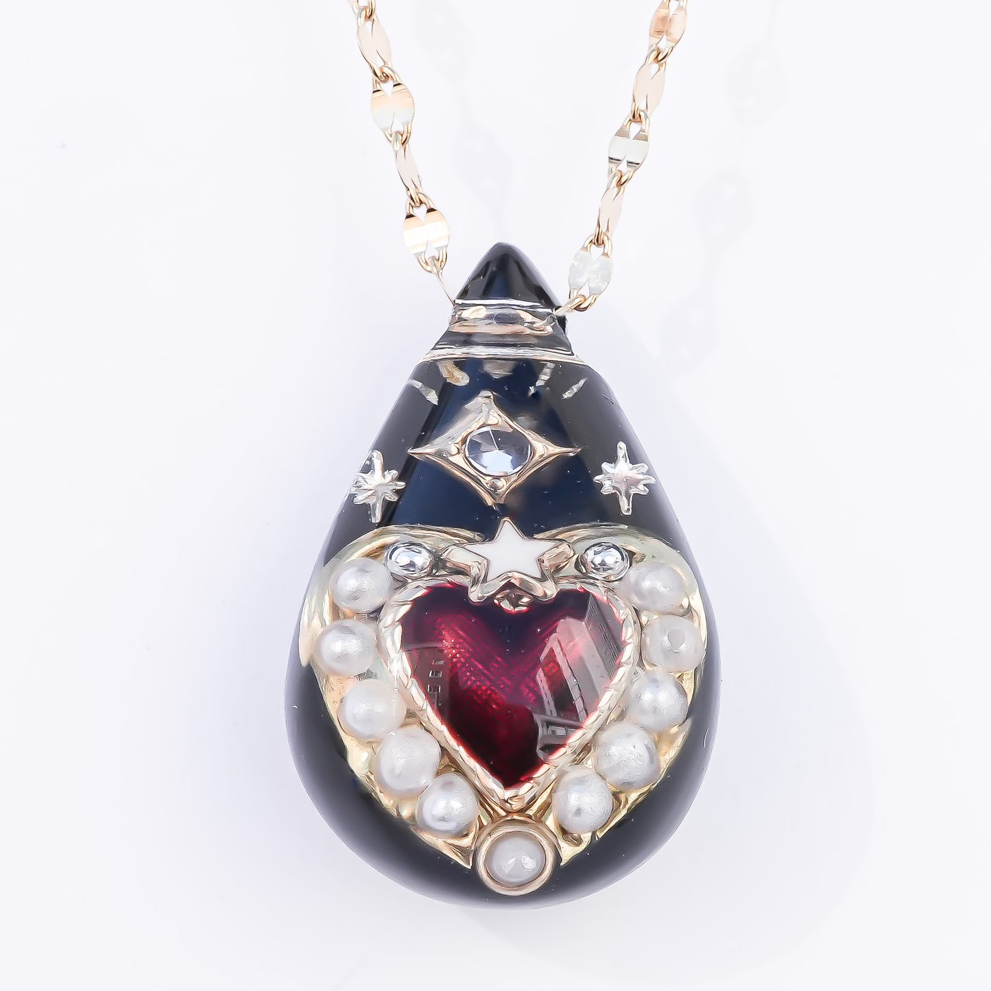 Crimson Drop Necklace - Black