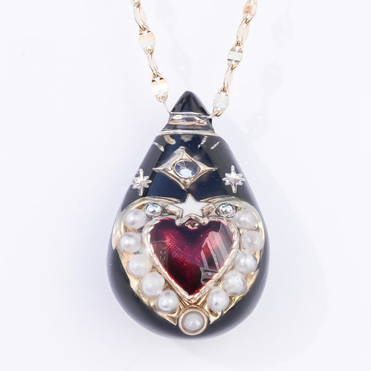 Crimson Drop Necklace - Black