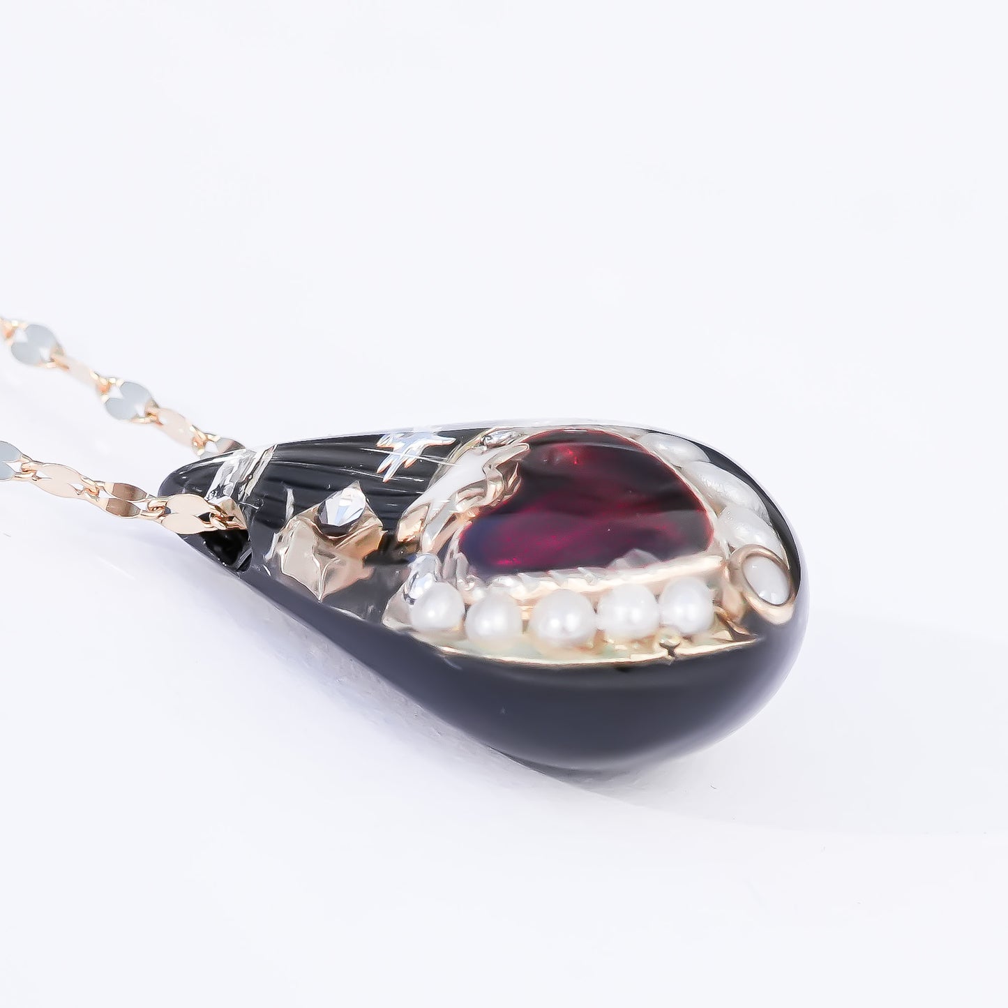 Crimson Drop Necklace - Black