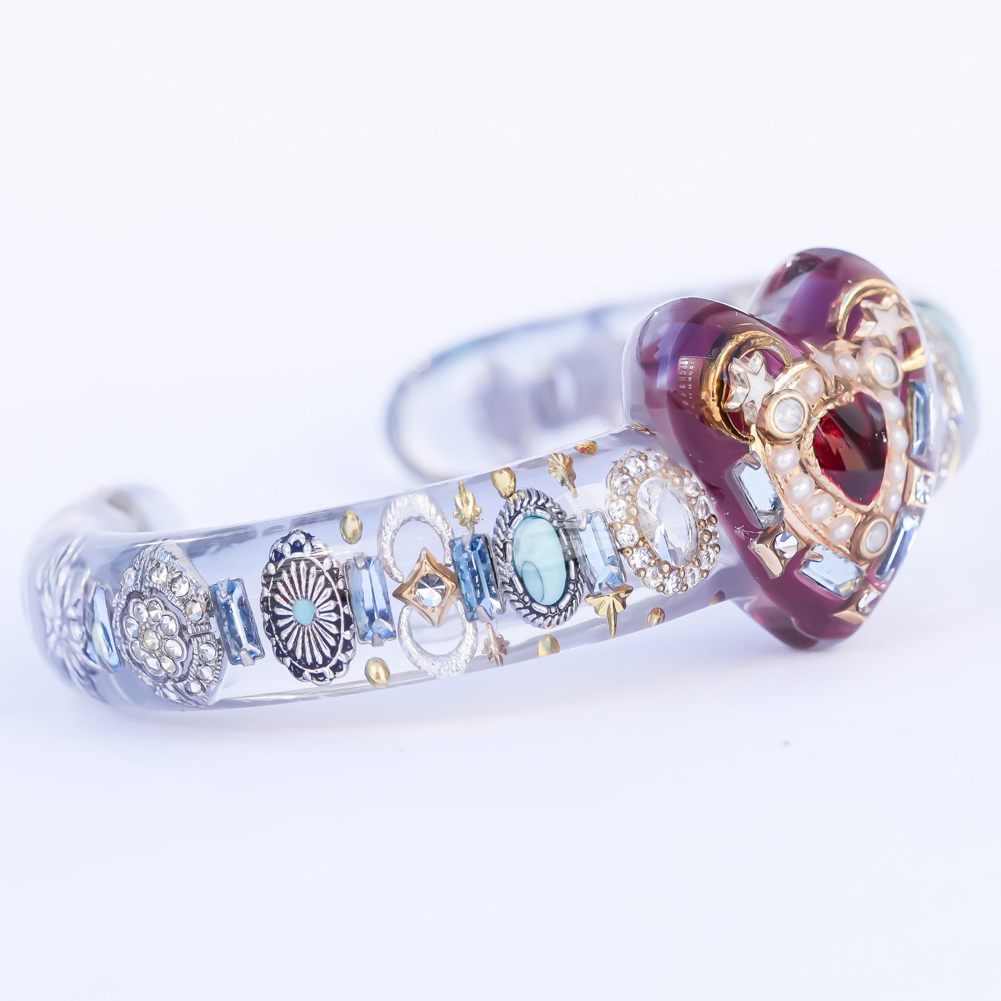 Heart charm bracelet - Red×Grayish