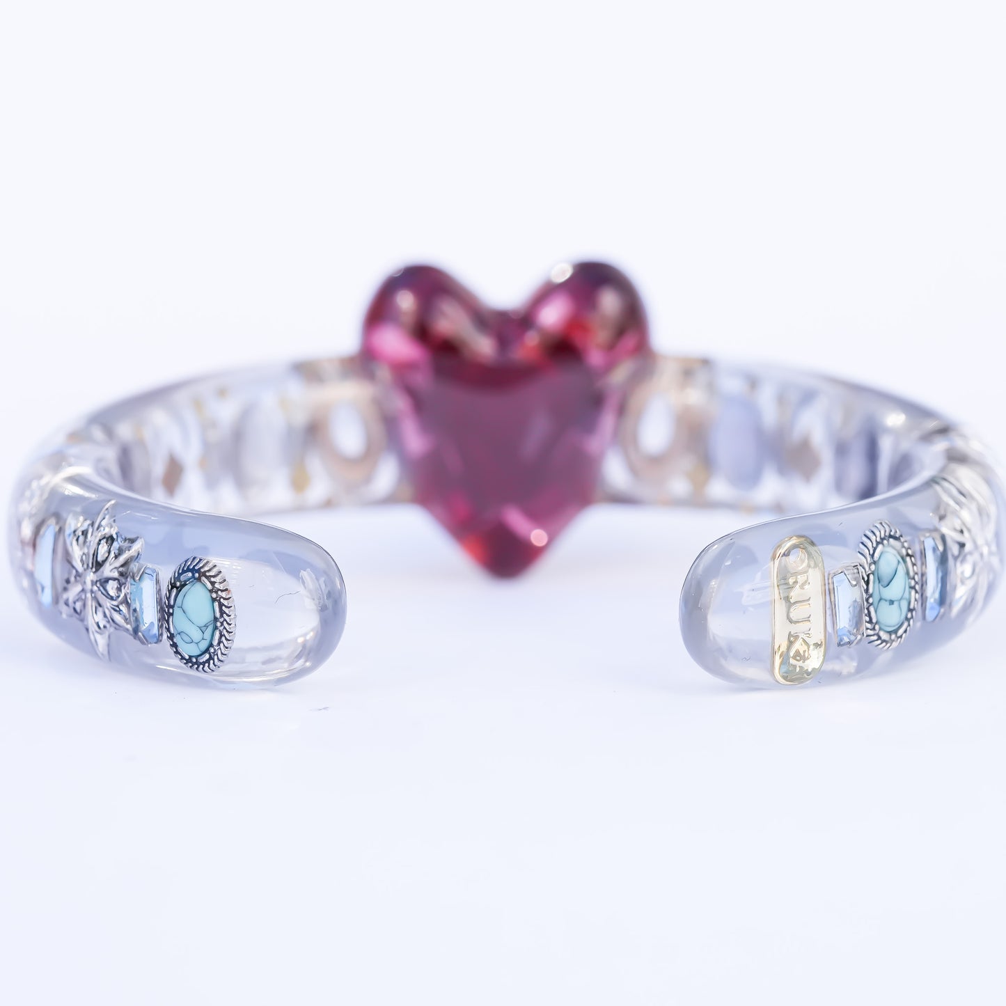 Heart charm bracelet - Red×Grayish