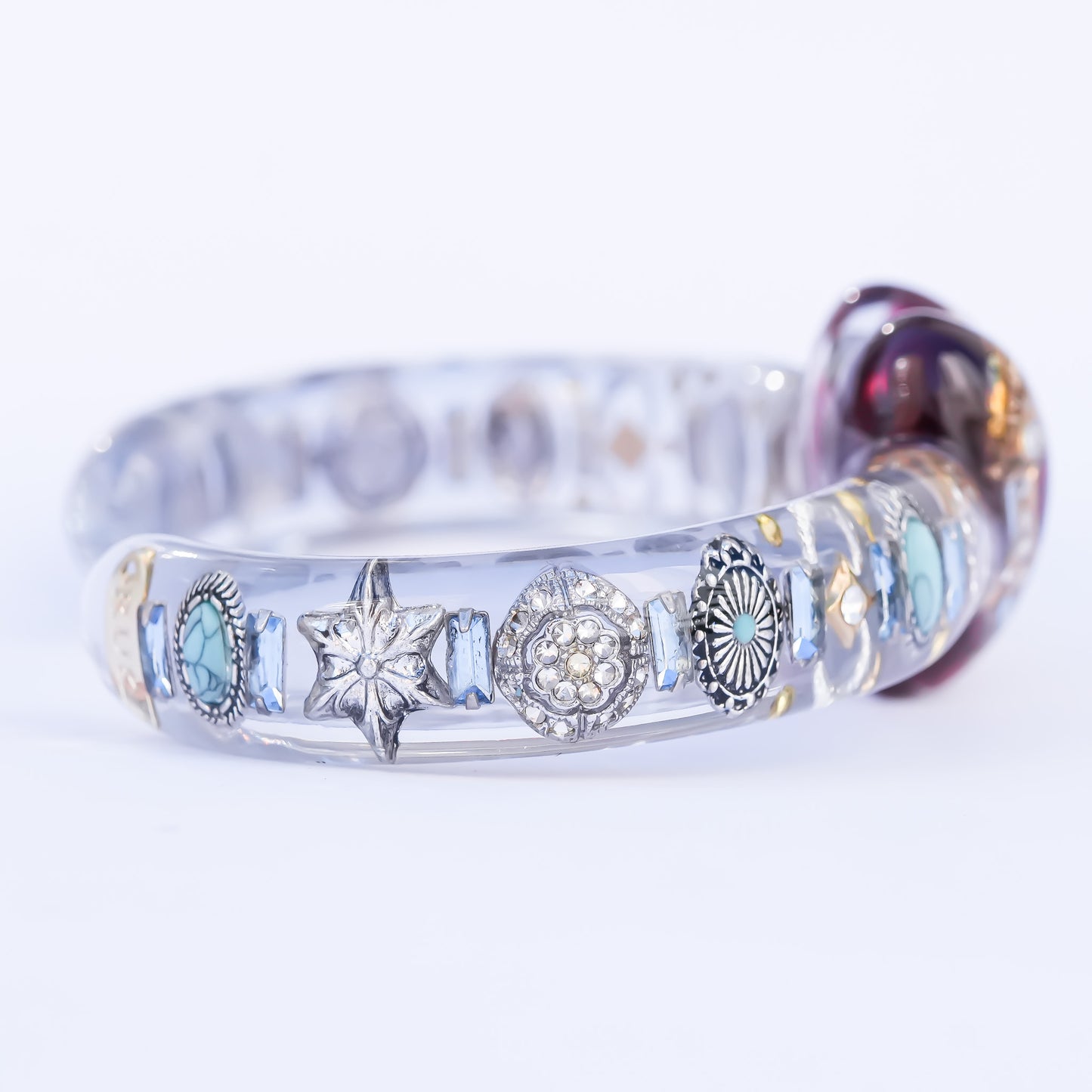 Heart charm bracelet - Red×Grayish