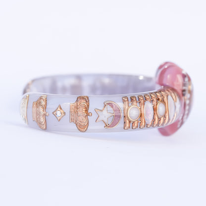 Opal Heart Crown Bangle – Smoky Pink & Gray