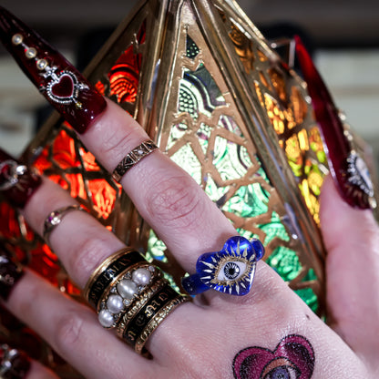 Mystic Blue Eye Heart Ring - Clear Blue / #11