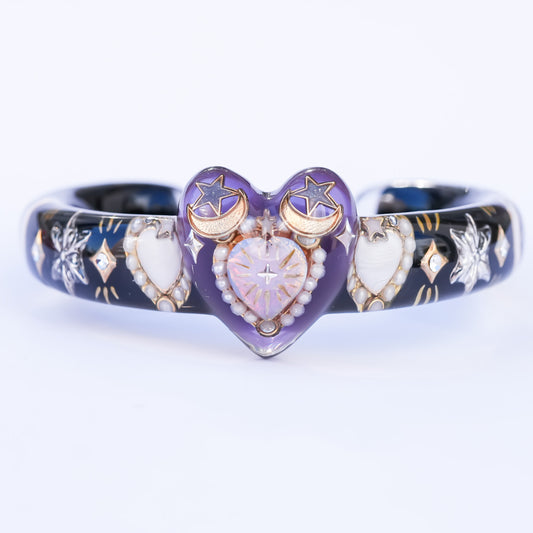 Mystic Dual Heart Bracelet – Purple × Black