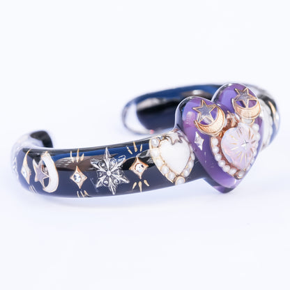 Mystic Dual Heart Bracelet – Purple × Black