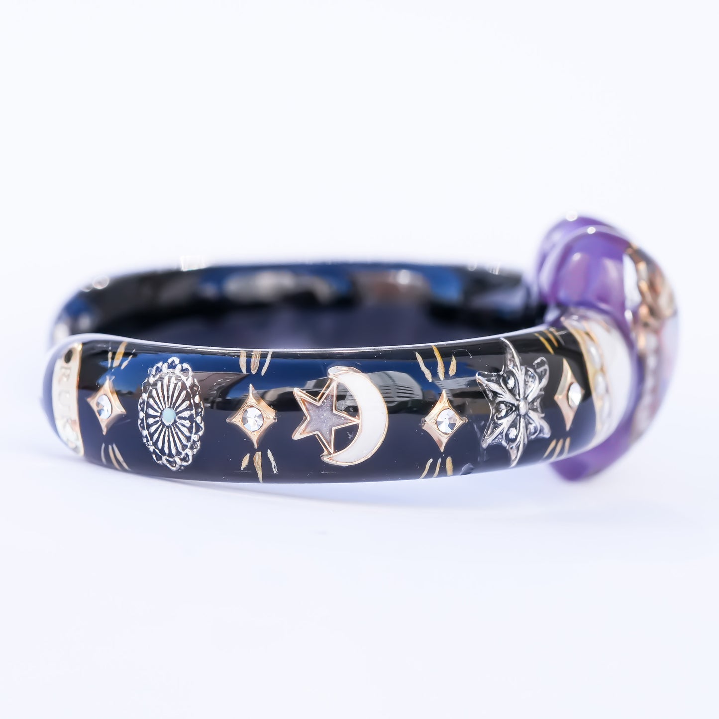 Mystic Dual Heart Bracelet – Purple × Black