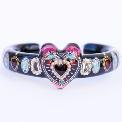 Mystic Heart Charm Bracelet - Pink×Black