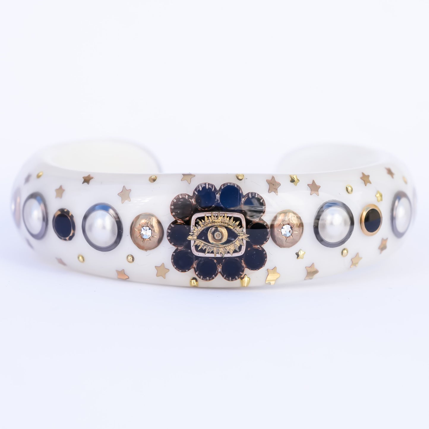 MOURNING BRACELET / WHITE BLACK / EYE / ONYX